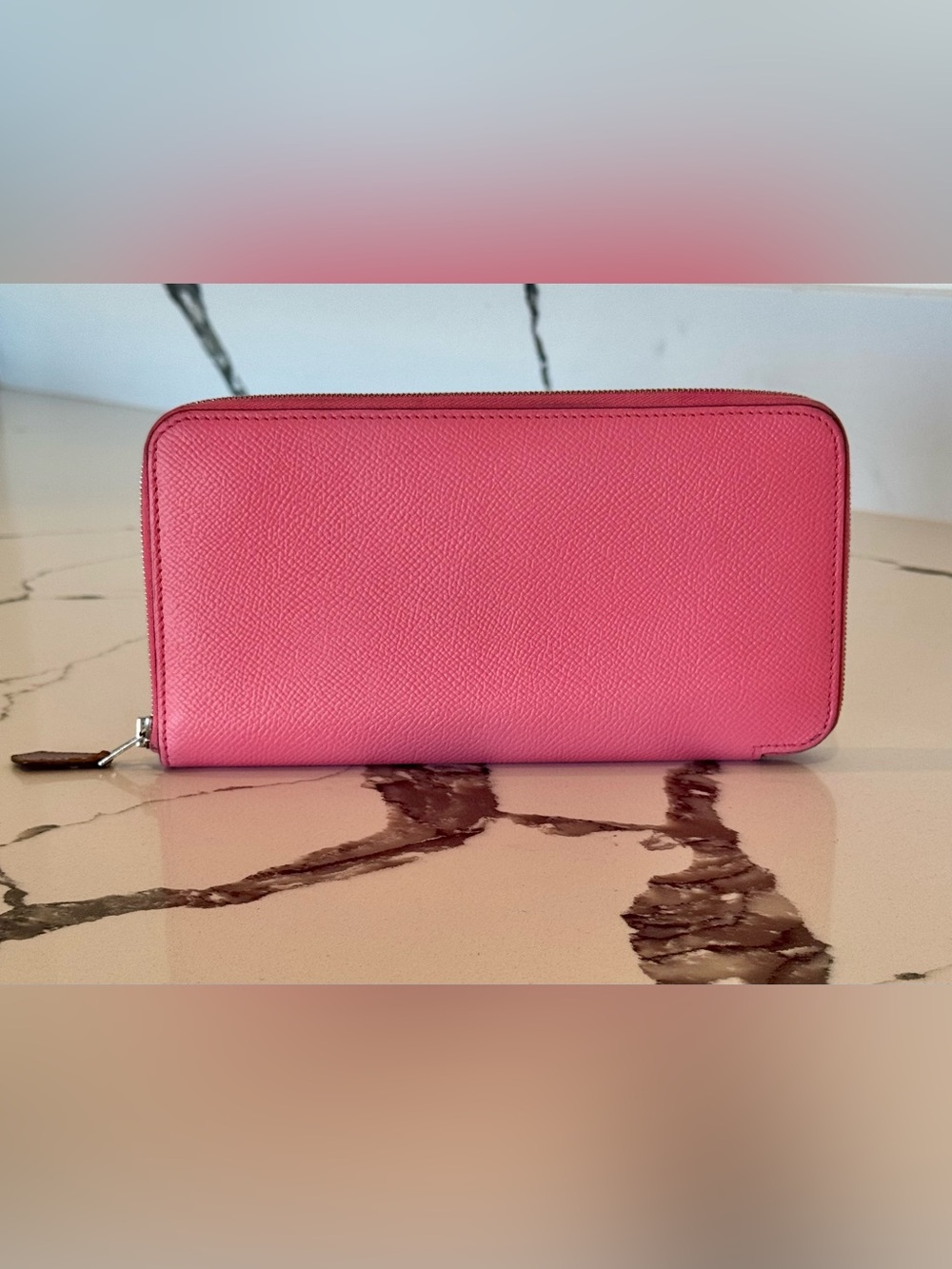 Hermes Azap Long Silk In Wallet Epsom Rose